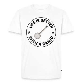 Banjo Bluegrass Music Traditional Musician Gift - Men's Premium Organic T-Shirt - white - Front - Nico (187cm)