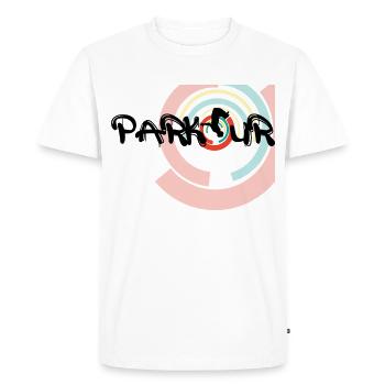 Parkour, Freerunning Backflip Freestyly Akrobatic - T-shirt Premium bio Homme - blanc - Devant - Nico (187cm)