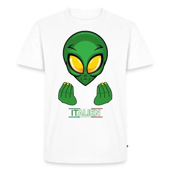 Italy Alien, Italian,Italy, Holiday, Funny - Men's Premium Organic T-Shirt - white - Front - Nico (187cm)