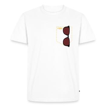 Lunettes poche poitrine oeil frais plein gras - T-shirt Premium bio Homme - blanc - Devant - Nico (187cm)
