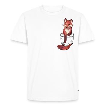 Pocket Cute Red Fox - Men's Premium Organic T-Shirt - white - Front - Nico (187cm)