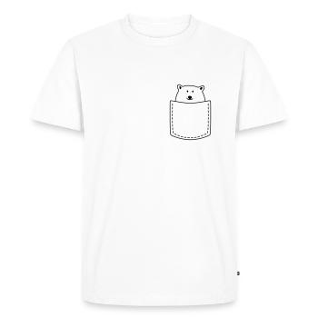 Chest pocket with a cute bear - Men's Premium Organic T-Shirt - white - Front - Nico (187cm)