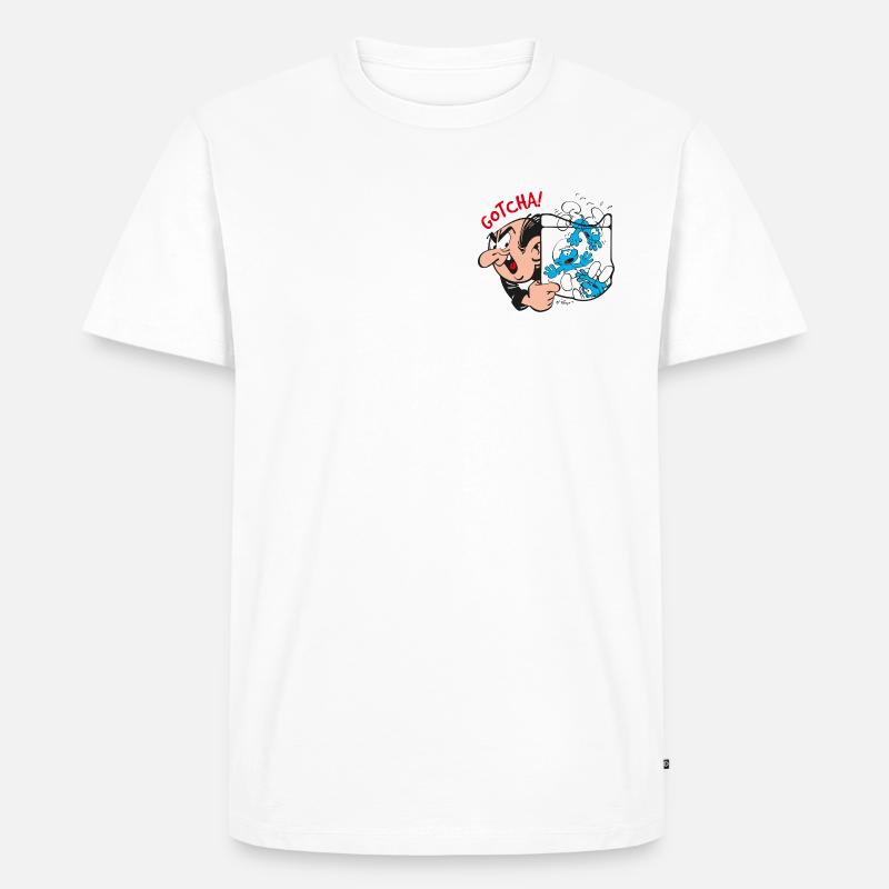 Die Schlümpfe Gargamel Gotcha - Männer Premium Bio T-Shirt - Weiß