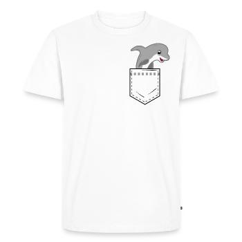 Poche de chemise avec dauphin mignon - T-shirt Premium bio Homme - blanc - Devant - Nico (187cm)