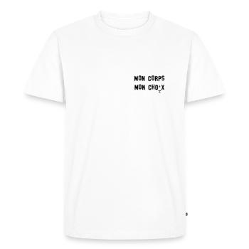 Mon Corps, mon choix ! - T-shirt Premium bio Homme - blanc - Devant - Nico (187cm)