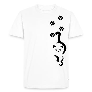 Chat avec empreintes de pattes - T-shirt Premium bio Homme - blanc - Devant - Nico (187cm)