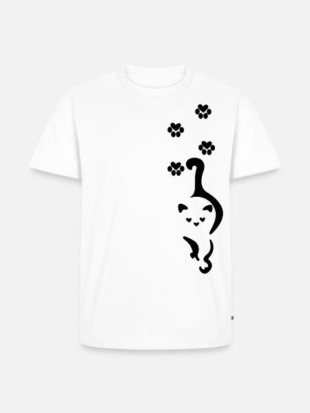 Cat with paw prints - Men's Premium Organic T-Shirt - white
