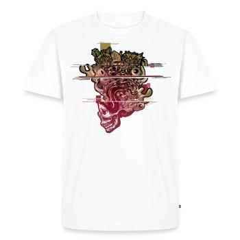 Tête de crâne soufflé Glitch - T-shirt Premium bio Homme - blanc - Devant - Nico (187cm)