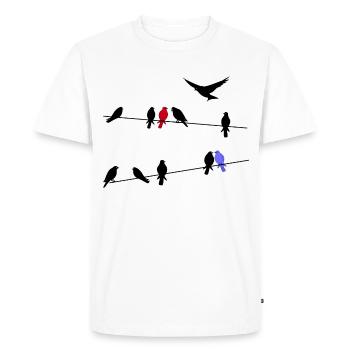 Bird black migratory birds on a power line - Men's Premium Organic T-Shirt - white - Front - Nico (187cm)