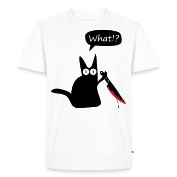 chat couteau sang Halloween what - T-shirt Premium bio Homme - blanc - Devant - Nico (187cm)