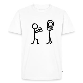 Proposition de mariage - bonhomme allumette - T-shirt Premium bio Homme - blanc - Devant - Nico (187cm)