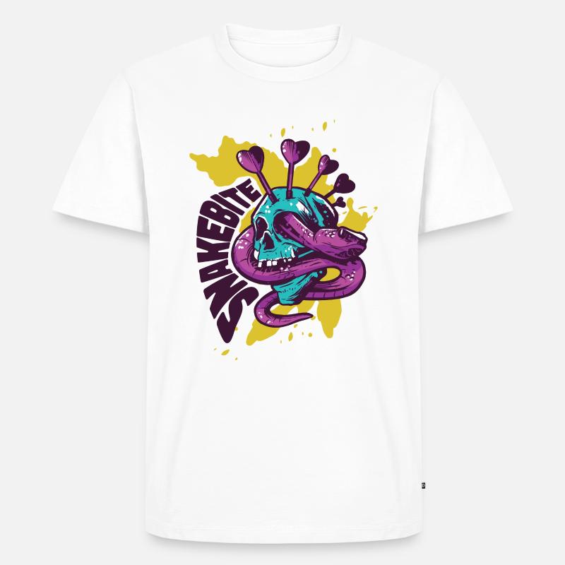 Darts Snakebite Schädel Schlange Dartpfeile - Männer Premium Bio T-Shirt - Weiß