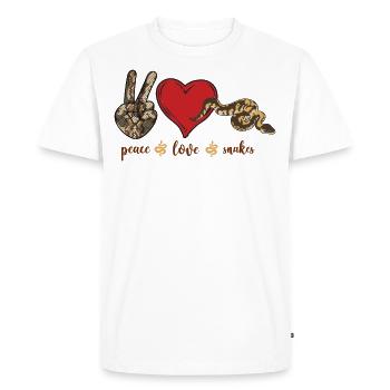 Snake Serpent Peace Love Snakes - Men's Premium Organic T-Shirt - white - Front - Nico (187cm)