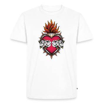 Heart & Roses style old-school tattoo tradi. - Men's Premium Organic T-Shirt - white - Front - Nico (187cm)