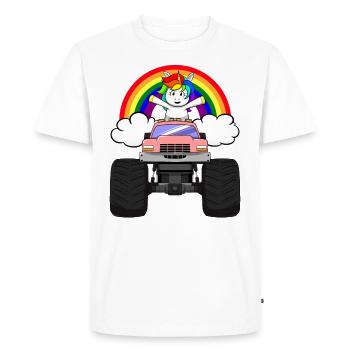 Monster Truck Unicorn Rainbow Clouds I Gift - Men's Premium Organic T-Shirt - white - Front - Nico (187cm)