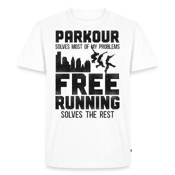 Parkour Free Running Traceur - Men's Premium Organic T-Shirt - white - Front - Nico (187cm)