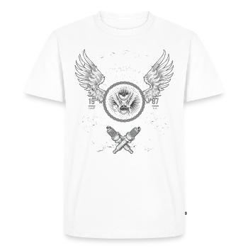 Moto Américaine Custom Vintage Bike - T-shirt Premium bio Homme - blanc - Devant - Nico (187cm)