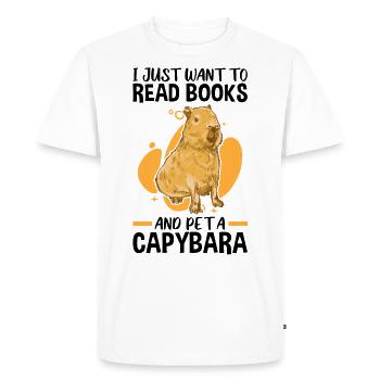 Reading books and petting capybaras - Men's Premium Organic T-Shirt - white - Front - Nico (187cm)