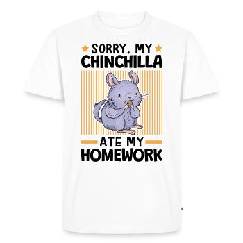 Mon chinchilla a mangé mes devoirs - T-shirt Premium bio Homme - blanc - Devant - Nico (187cm)
