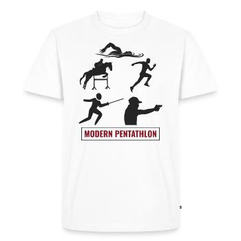 Pentathlon moderne - Escrime Natation Équitation - T-shirt Premium bio Homme - blanc - Devant - Nico (187cm)