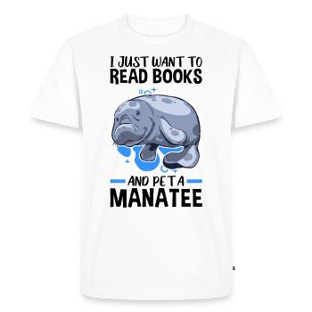 Reading books and petting manatee marine mammals - Men's Premium Organic T-Shirt - white - Front - Nico (187cm)