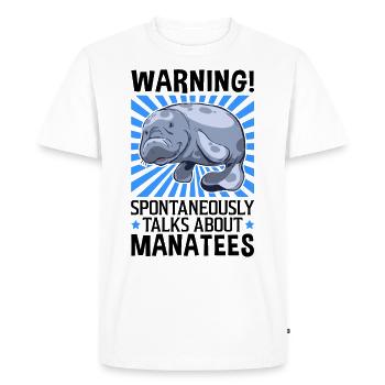 Spontaneously talks about manatees marine mammals - Men's Premium Organic T-Shirt - white - Front - Nico (187cm)