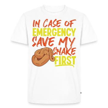 Snake Serpent In Case Of Emergency - Men's Premium Organic T-Shirt - white - Front - Nico (187cm)