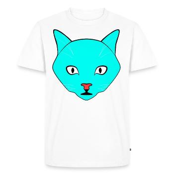 Chat Turquoise - T-shirt Premium bio Homme - blanc - Devant - Nico (187cm)