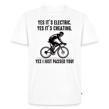 E-Bike Vélo électrique Vélo Cyclisme Biker VTT - T-shirt Premium bio Homme - blanc - Devant - Nico (187cm)