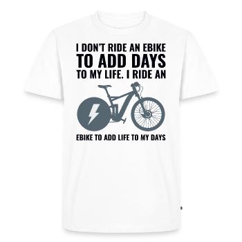 E-Bike Vélo électrique Vélo Cyclisme Biker VTT - T-shirt Premium bio Homme - blanc - Devant - Nico (187cm)