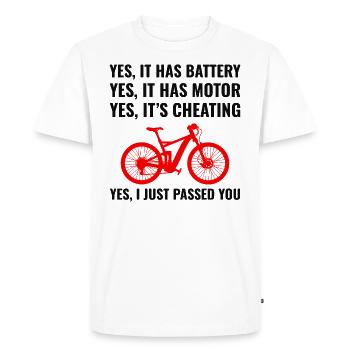 E-Bike Vélo électrique Vélo Cyclisme Biker VTT - T-shirt Premium bio Homme - blanc - Devant - Nico (187cm)