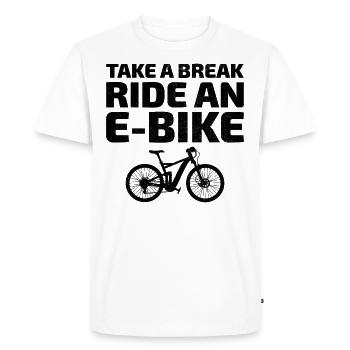E-Bike Vélo électrique Vélo Cyclisme Biker VTT - T-shirt Premium bio Homme - blanc - Devant - Nico (187cm)