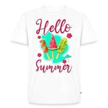 Ice Cream Popsicle Hello Summer - Men's Premium Organic T-Shirt - white - Front - Nico (187cm)