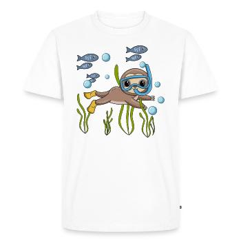 Scuba Diving Sloth Lazy Animal Diving I Gift - Men's Premium Organic T-Shirt - white - Front - Nico (187cm)