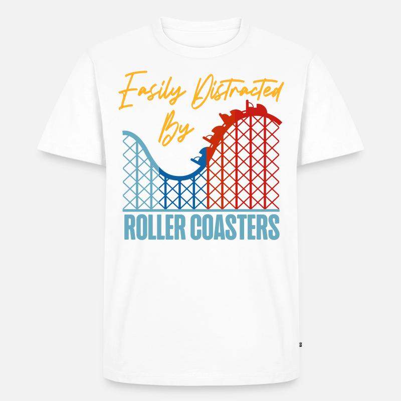 Roller Coaster Easily Distracted - Männer Premium Bio T-Shirt - Weiß