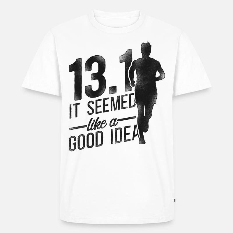 Running Runner Half Marathon Half - Männer Premium Bio T-Shirt - Weiß
