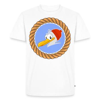 Funny seagull with dew and poodle hat for sailors - Men's Premium Organic T-Shirt - white - Front - Nico (187cm)