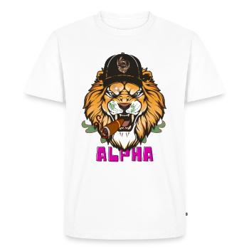 Lion - Männer Premium Bio T-Shirt - Weiß - Vorne - Nico (187cm)