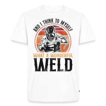 Welder Welding Pun Vintage Retro - Men's Premium Organic T-Shirt - white - Front - Nico (187cm)