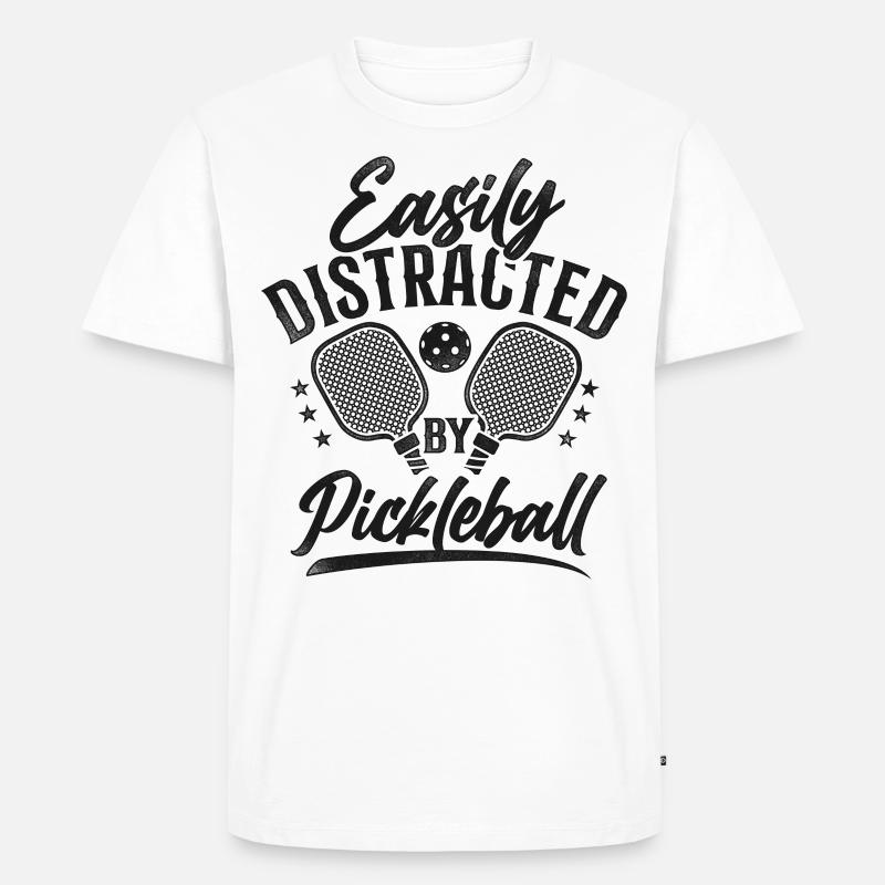 Pickleball Easily Distracted By - Männer Premium Bio T-Shirt - Weiß