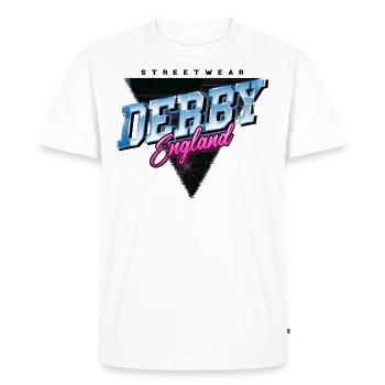 Derby England UK City Skyline Vintage Retro - Men's Premium Organic T-Shirt - white - Front - Nico (187cm)