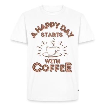 A good day starts with coffee - Men's Premium Organic T-Shirt - white - Front - Nico (187cm)