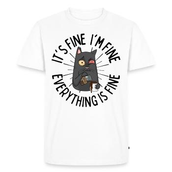café chat drôle dire chat fatigué café - T-shirt Premium bio Homme - blanc - Devant - Nico (187cm)
