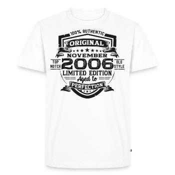 Original November 2006 16th Birthday Gift - Men's Premium Organic T-Shirt - white - Front - Nico (187cm)