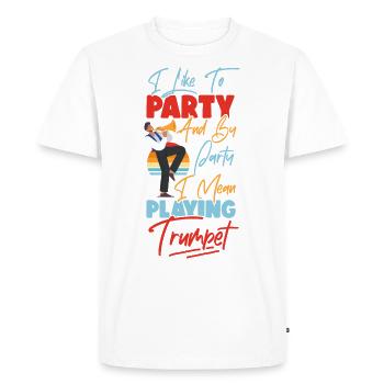 Trompettiste J’aime faire la fête et - T-shirt Premium bio Homme - blanc - Devant - Nico (187cm)