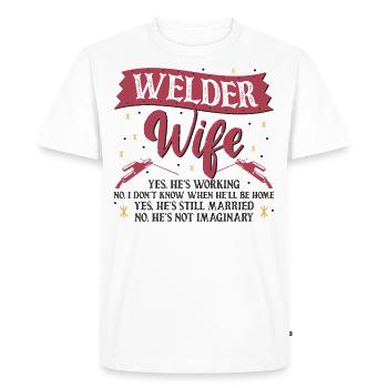 Soudeur Soudeur Femme Soudeur Femme Soudeur - T-shirt Premium bio Homme - blanc - Devant - Nico (187cm)