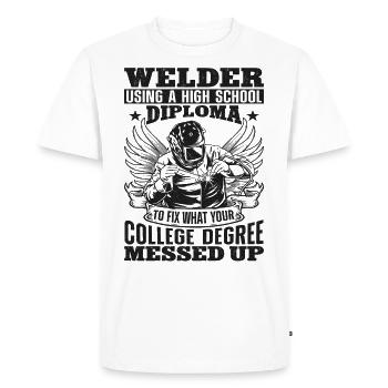 Soudeur Soudeur Soudeur Vintage Soudeur - T-shirt Premium bio Homme - blanc - Devant - Nico (187cm)