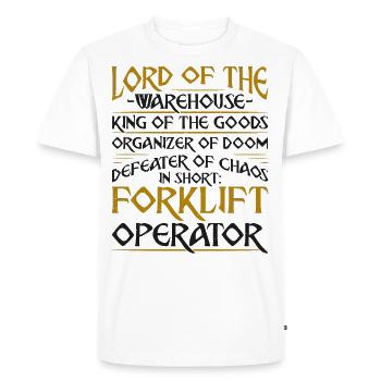 Opérateur de chariot élévateur certifié - T-shirt Premium bio Homme - blanc - Devant - Nico (187cm)