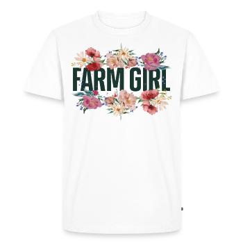 Agriculture Agricultrice Fille Fleur Floral - T-shirt Premium bio Homme - blanc - Devant - Nico (187cm)