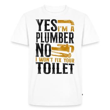 Plombier Plombier Vintage Oui je suis - T-shirt Premium bio Homme - blanc - Devant - Nico (187cm)